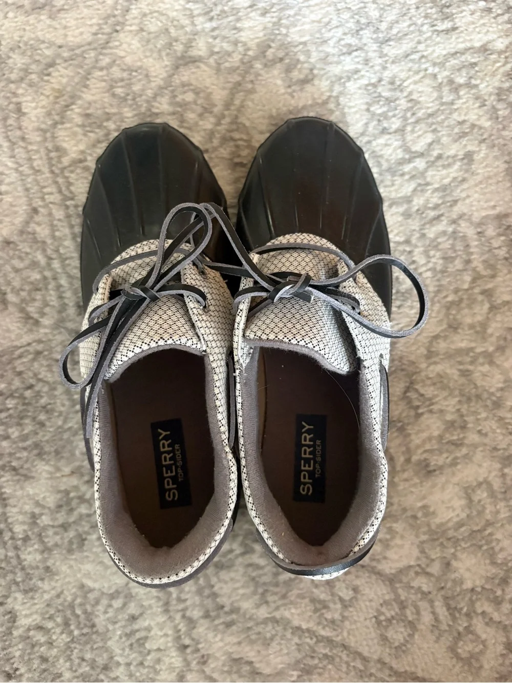 Sperry Black and White Waterproof Duck Boots